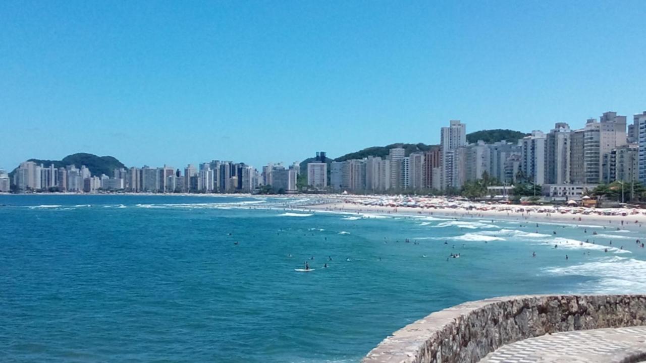 Apartamento Frente Para O Mar ,50 M Da Praia , Ar Condicionado Todos Quartos Guarujá Exterior foto